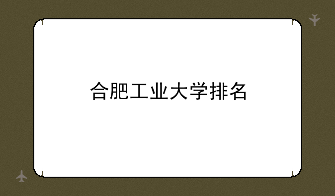 合肥工业大学排名