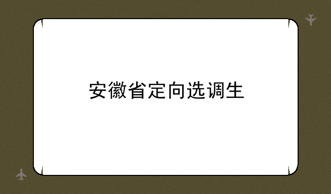 安徽省定向选调生