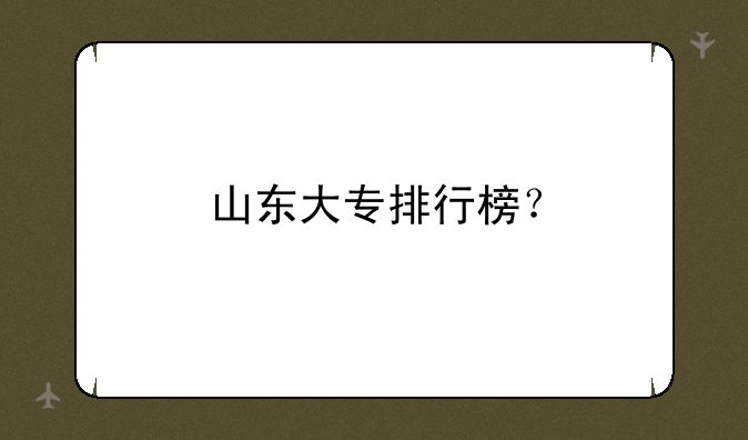 山东大专排行榜？