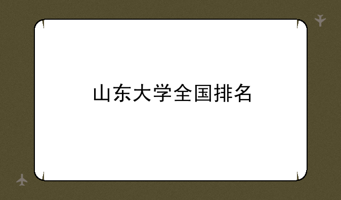 山东大学全国排名