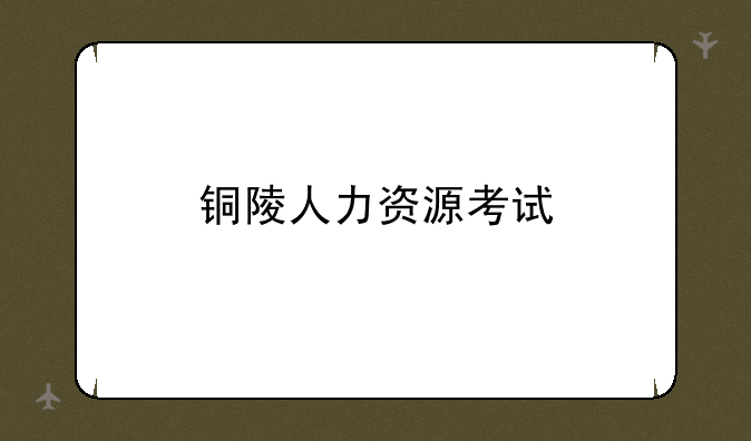 铜陵人力资源考试