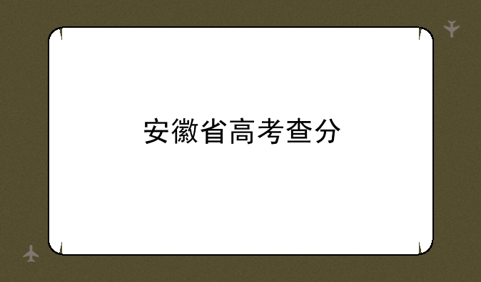 安徽省高考查分