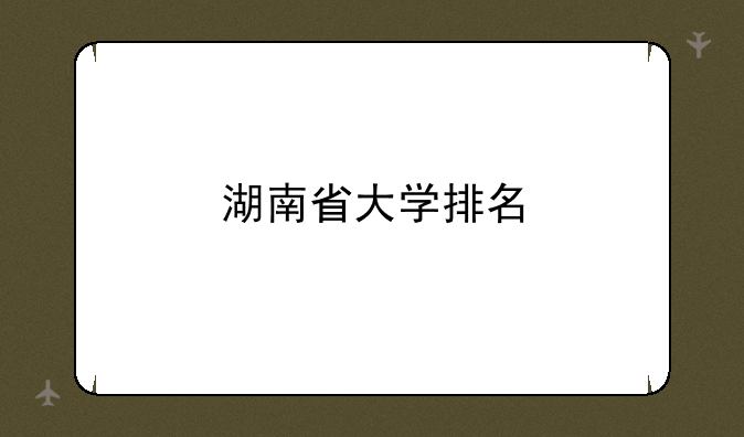 湖南省大学排名