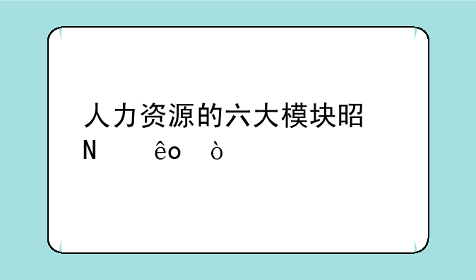 人力资源的六大模块是哪些？