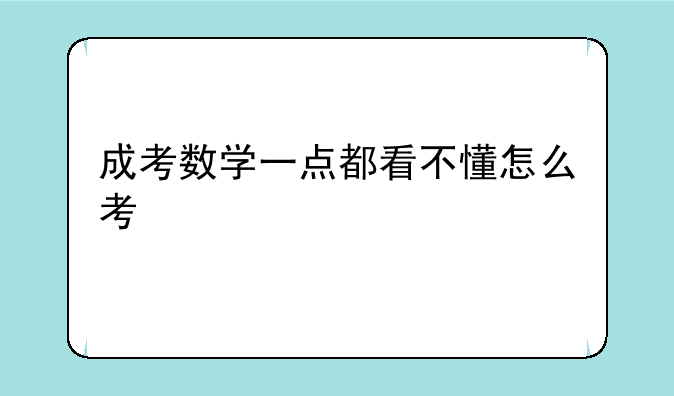 成考数学一点都看不懂怎么考