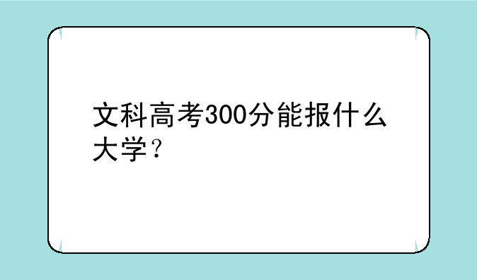 文科高考300分能报什么大学？