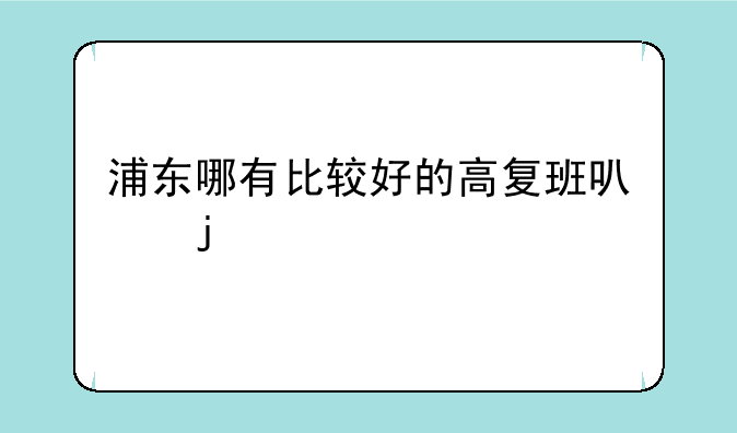 浦东哪有比较好的高复班可的