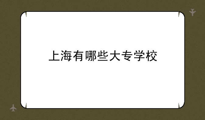上海有哪些大专学校