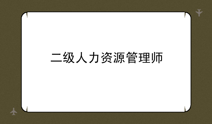二级人力资源管理师