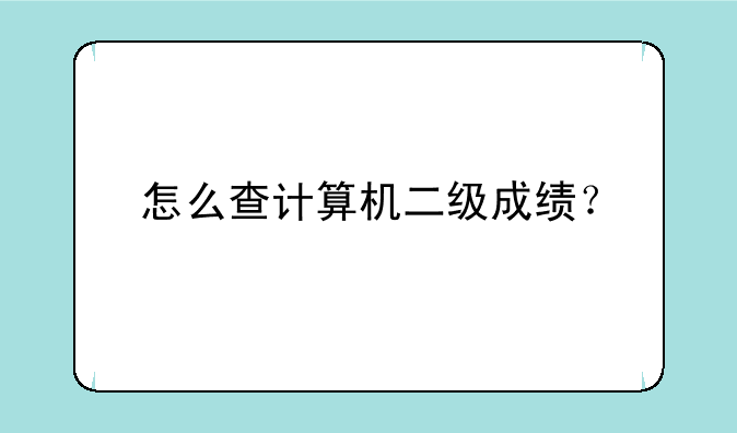 怎么查计算机二级成绩？