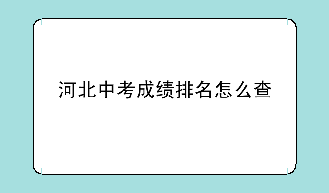 河北中考成绩排名怎么查