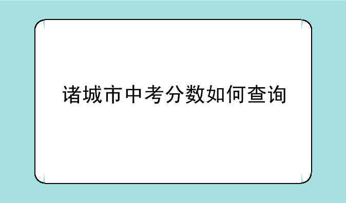 诸城市中考分数如何查询