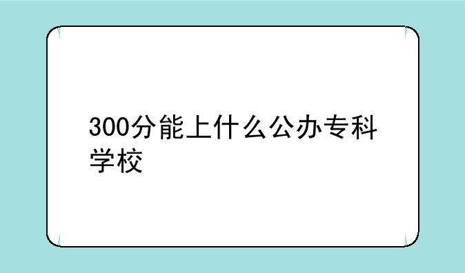 300分能上什么公办专科学校