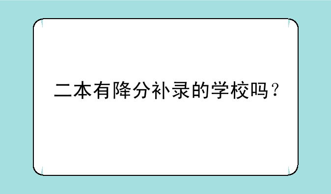 二本有降分补录的学校吗？