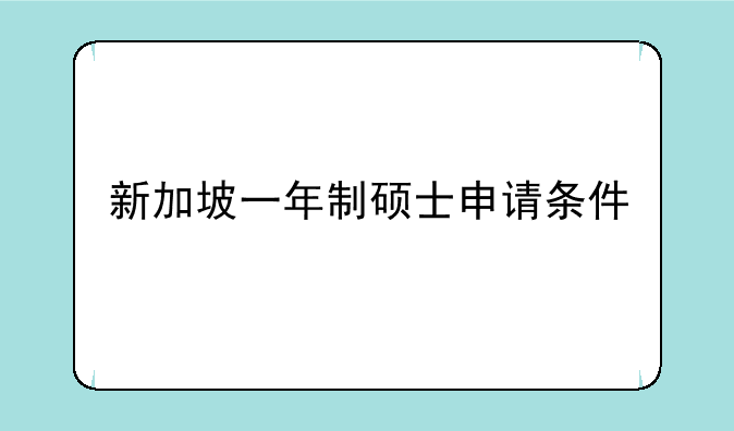 新加坡一年制硕士申请条件