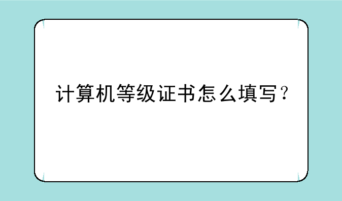 计算机等级证书怎么填写？