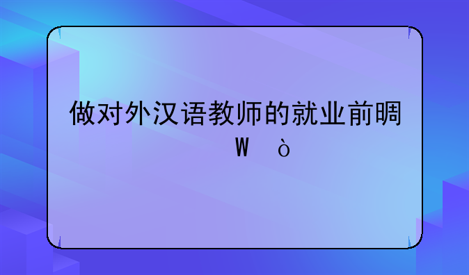 做对外汉语教师的就业前景如何？