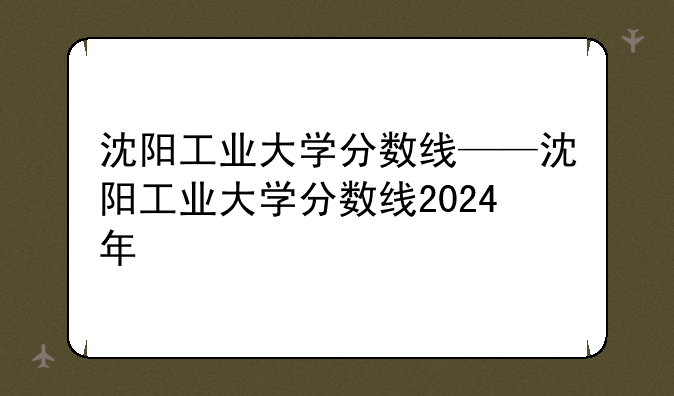 沈阳工业大学分数线——沈阳工业大学分数线2024年