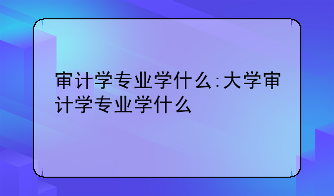审计学专业学什么:大学审计学专业学什么