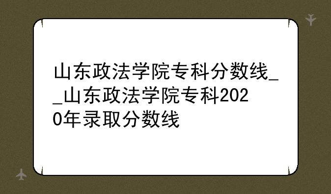 山东政法学院专科分数线__山东政法学院专科2020年录取分数线