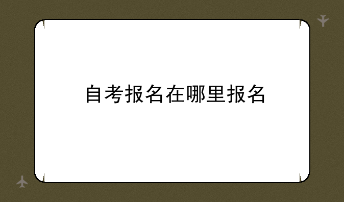自考报名在哪里报名